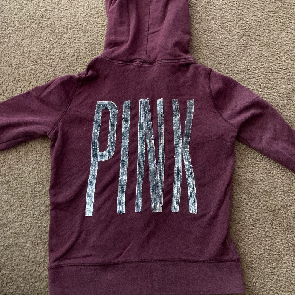 PINK maroon zip up with sparkle detail